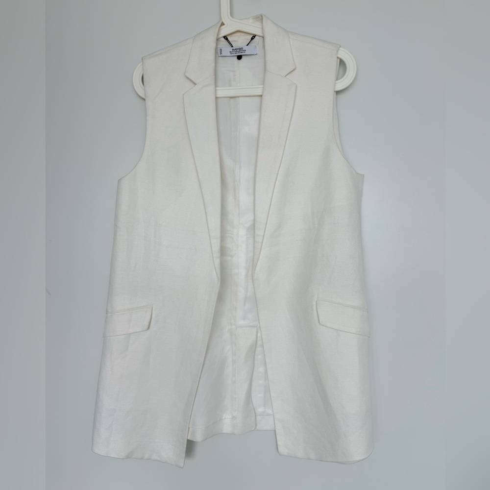 Mango White Sleeveless Vest